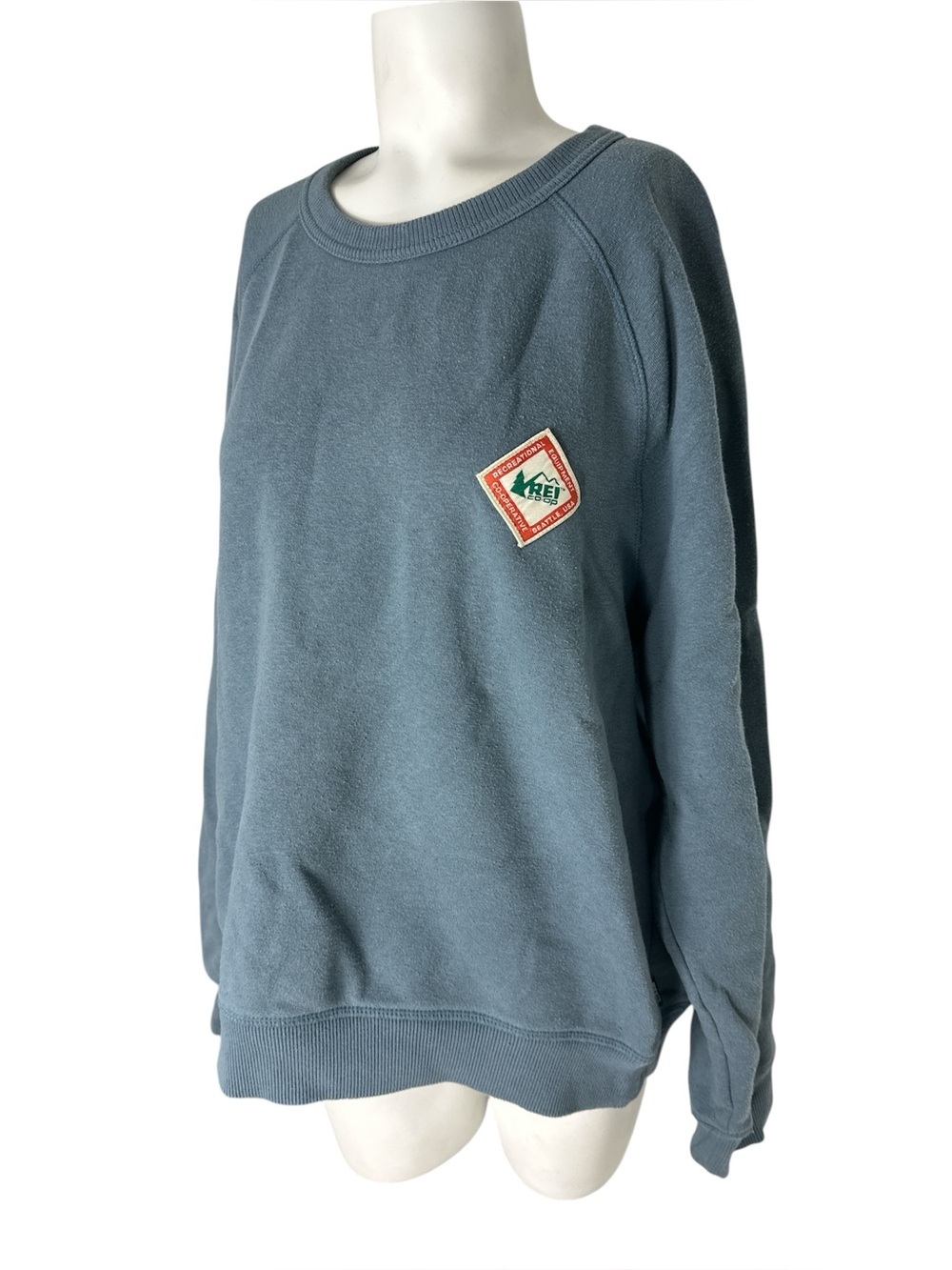 REI Slate Blue Crewneck Sweatshirt with Chest Patch - Women's